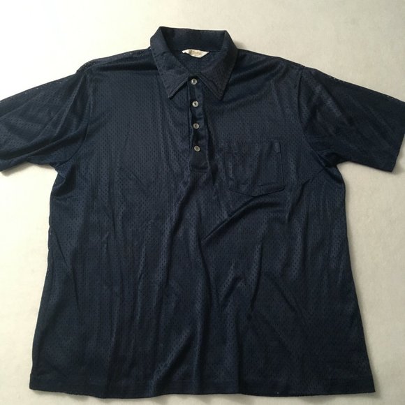 #GG Vintage Whang Brand Navy Pocket Polo Shirt Short Sleeve vented perforated - Picture 1 of 8